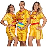 Dodgeball Average Joe's Adult Yellow Jersey and Shorts Set Halloween Costume Cosplay