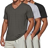 Huukeay 3 Pack Men's Big and Tall Quick Dry Shirts, Short Sleeve Tops V Neck Mesh Moisture Wicking Athletic Tees