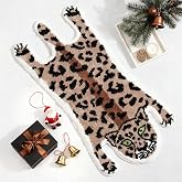 Panstar Leopard Bath Mat for Bathroom, Cute Brown Leopard Cartoon Bath Mats Non Slip Animal Shaped Absorbent Bathtub Rug Bathroom Plush Shower Rugs