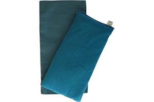 Peacegoods Flax Eye Pillow w/Cover - Gift Set - Soft Cotton 4 x 8.5 - Washable - Unscented - Soft Cotton Flannel - Soothing Relaxing - teal green