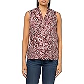 Kasper Women's Sleeveless TIE Front Blouse, FIRE RED Multi