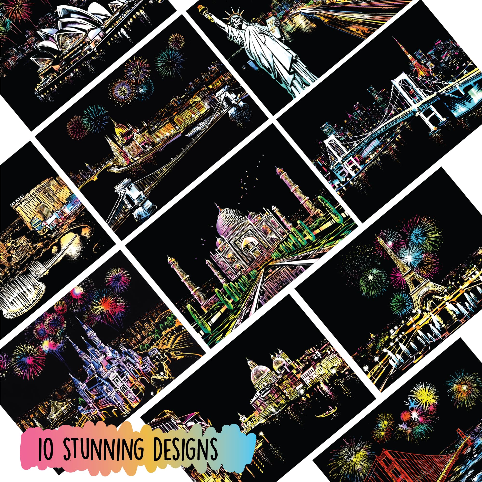 Scratch Art Book for Adults - Colorful City Series Scratch Art | Scratch Painting Foil Art for Adults | Scratch and Sketch City Series Books | Foil Engraving Scratch Art Adult (City Series)