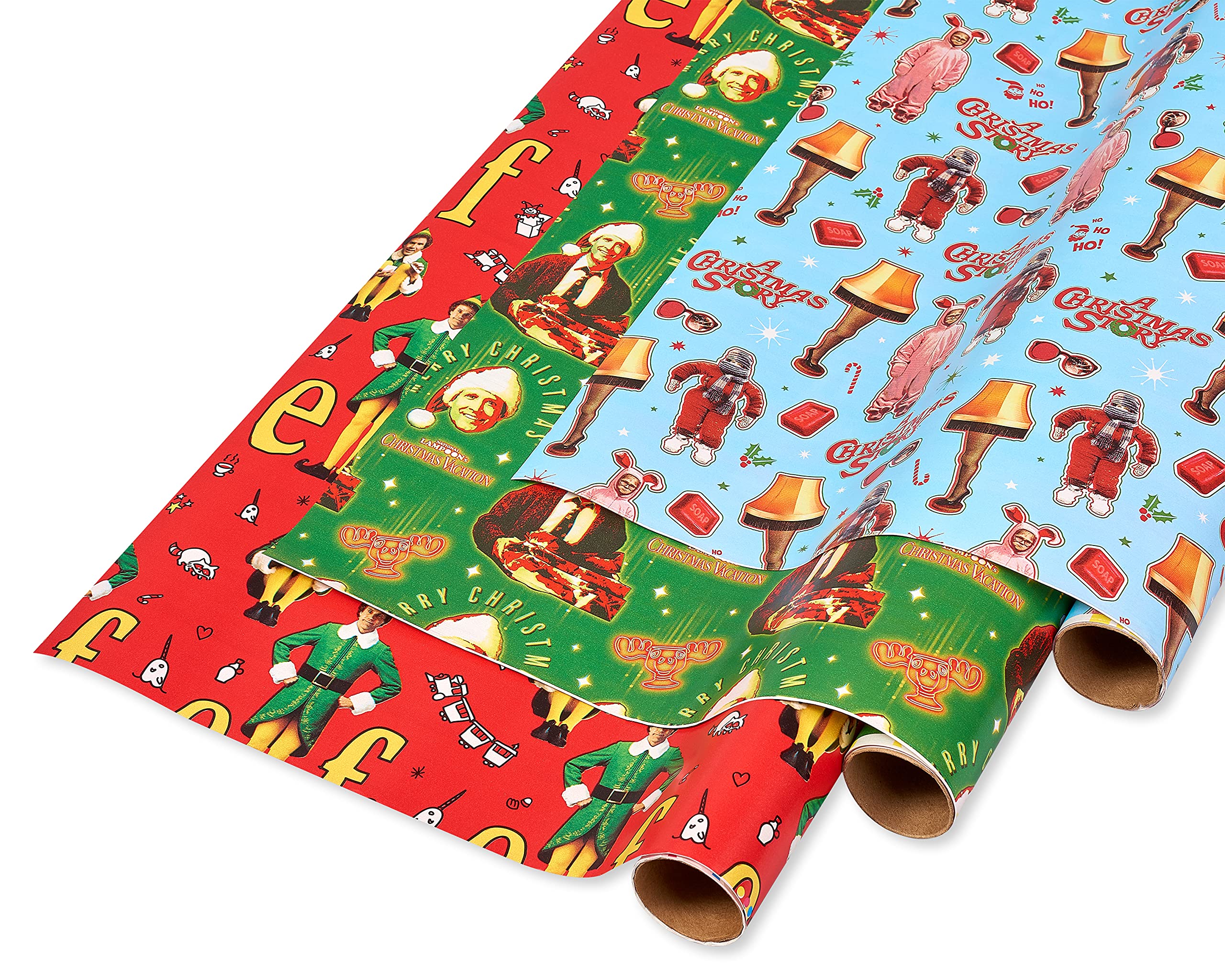 American Greetings Wrapping Paper Christmas Bundle, Classic Movies (3 Rolls, 105 sq. ft)