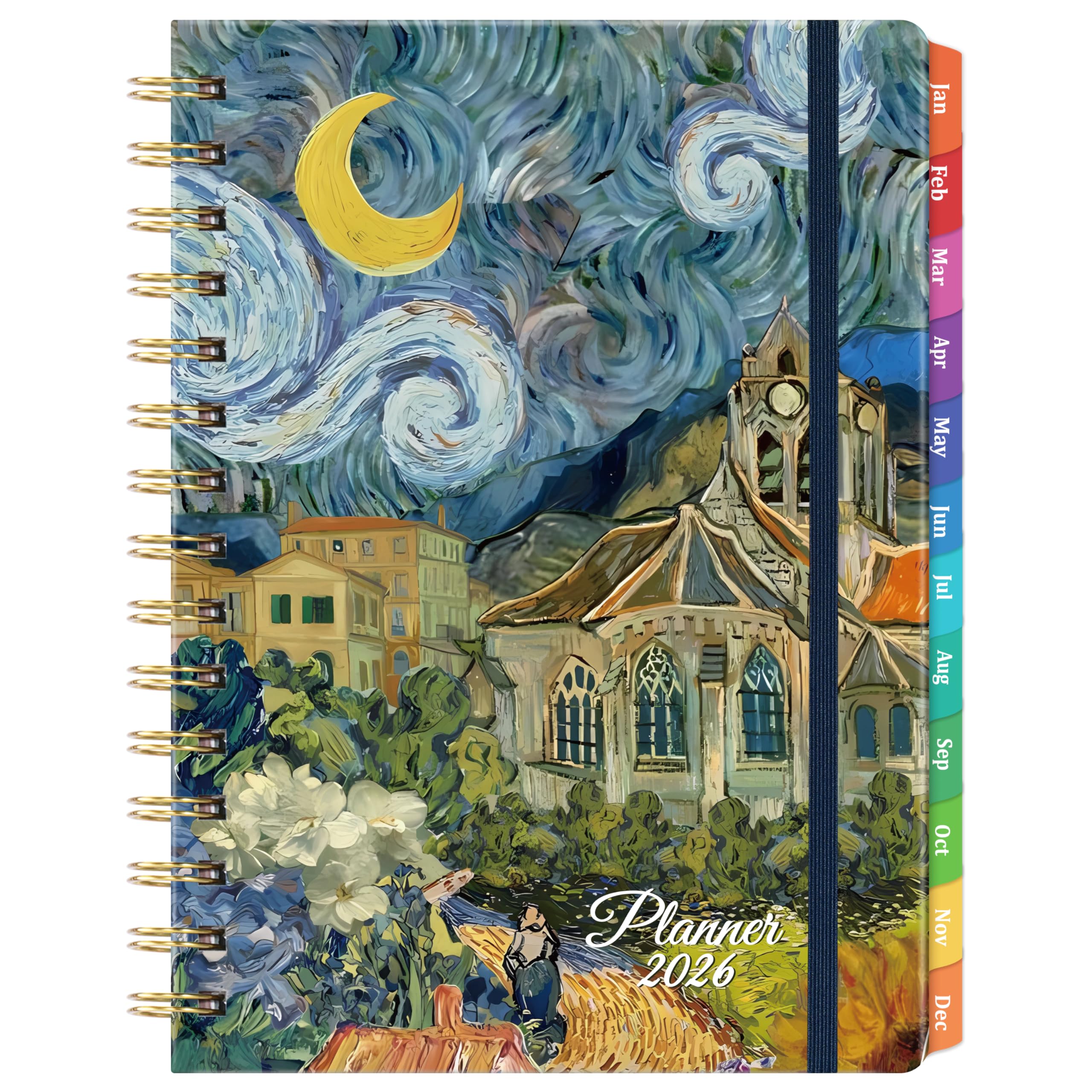 Photo 1 of 2026 Planner - Planner 2026, Jan. 2026 - Dec. 2026, 2026 Planner Weekly and Monthly with Tabs, 6.3" x 8.4", Hardcover with Back Pocket + Twin-Wire Binding - Oil Painting