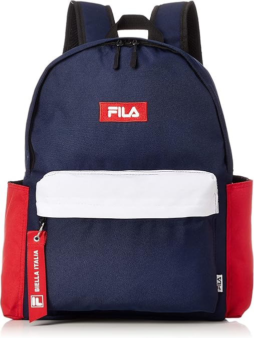 Amazon Co Jp フィラ リュック メンズ レディース 大容量 リュックサック デイパック 19l 通学 通勤 旅行 ブランド 軽量 ロゴ 黒 紺 Fm28 トリコロール シューズ バッグ