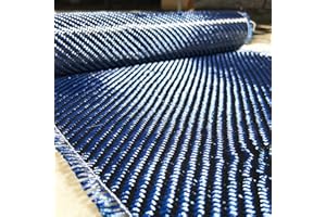 (1 ft -25 ft Rolls) KARBXON - 12 in - Carbon Fiber Aramid Fabric - Blue - 3K - 240g/meter - Twill Weave - Advanced Cloth Fabric - Rolled 12” Wide Hemmed Fabric for Repair, Drones, RC & DIY Projects