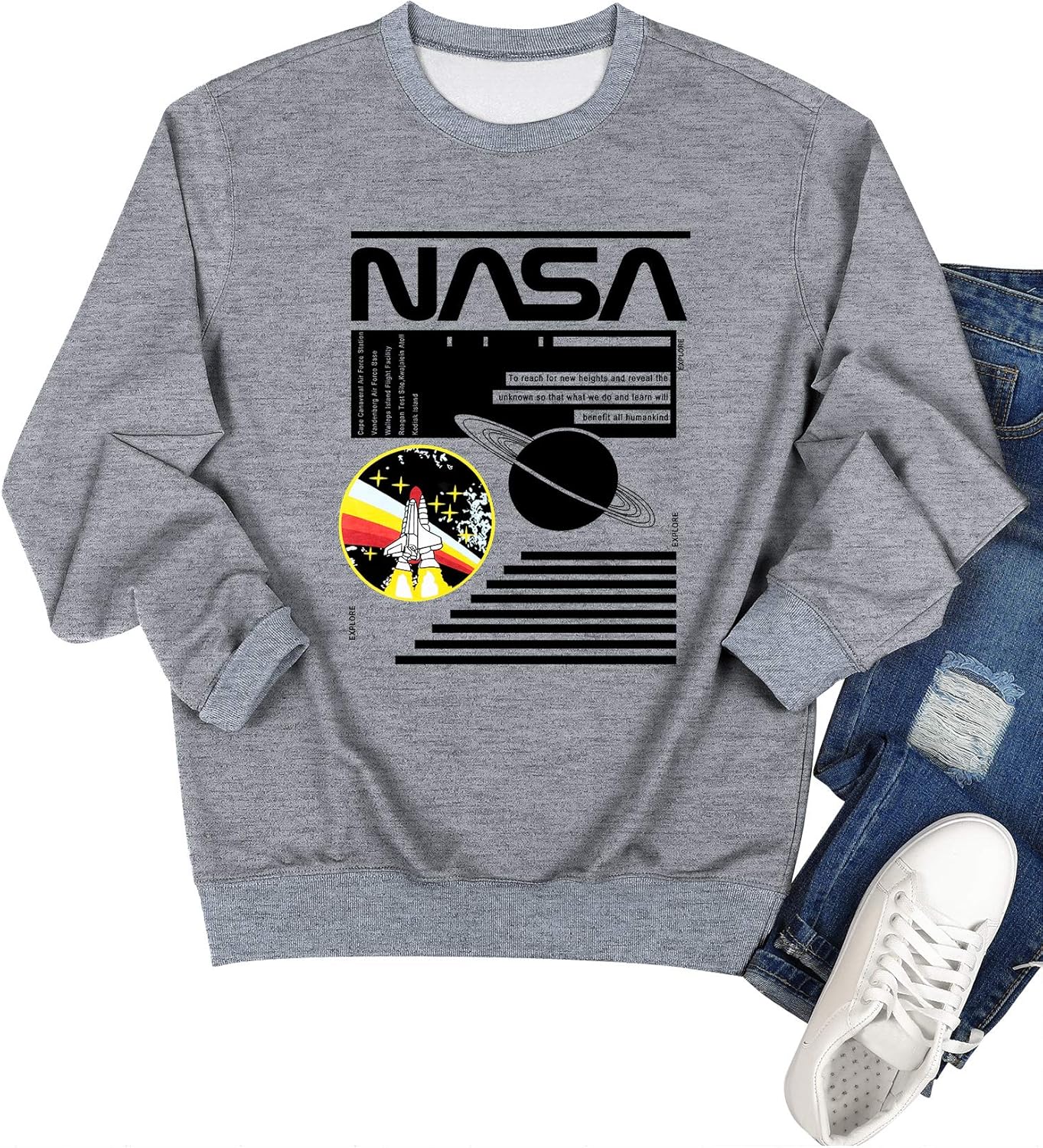 Ezcosplay Crew Neck Long Sleeve Letter Printed Shirt Graphic Tee Tops for Women: Clothing