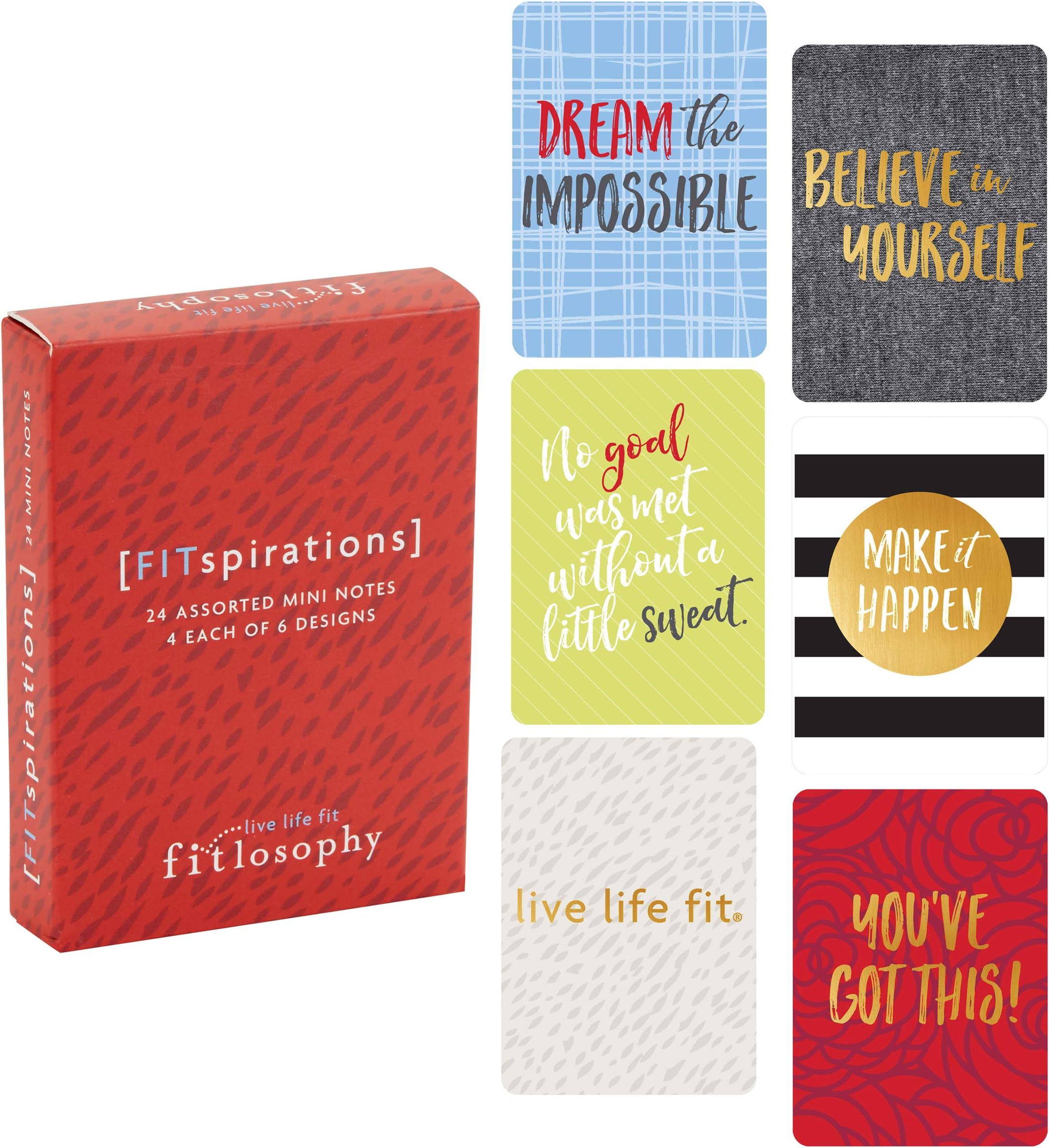 Fitlosophy Health and Fitness Motivational Quote Message Cards, 24pc