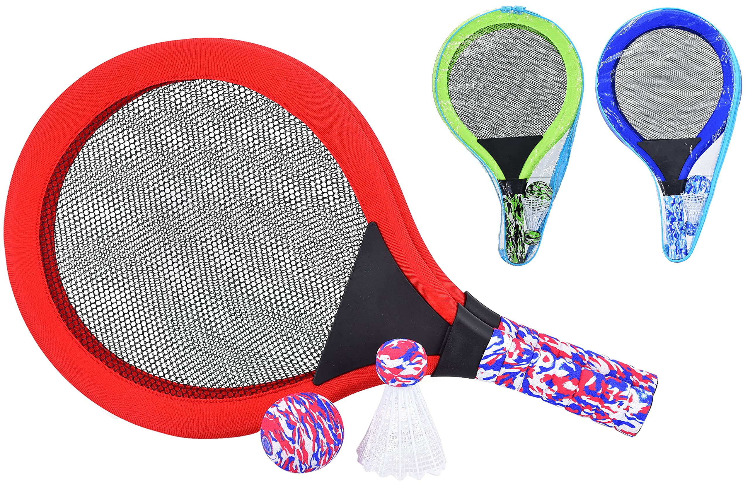 KandyToys Neon Net Tennis Set with Carry Bag | Soft Racket Set Beach Garden Games
