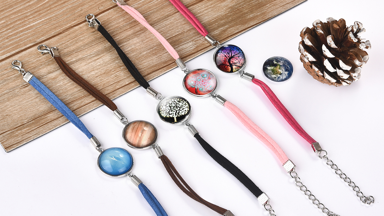 5 Braided+Bracelet+Cabochon+Adjustable+Wristband