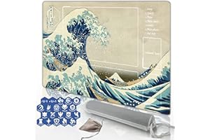 GuarditechProX MTG Playmat Includes with 20 Damage Counters and Professional Storage Bag 24*14 and Edge-Locking Waterproof and Non-Slip Mat (Sea Wave)