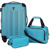 Travelers Club Chicago Hardside Expandable Spinner Luggage, Teal, 3 Piece Set