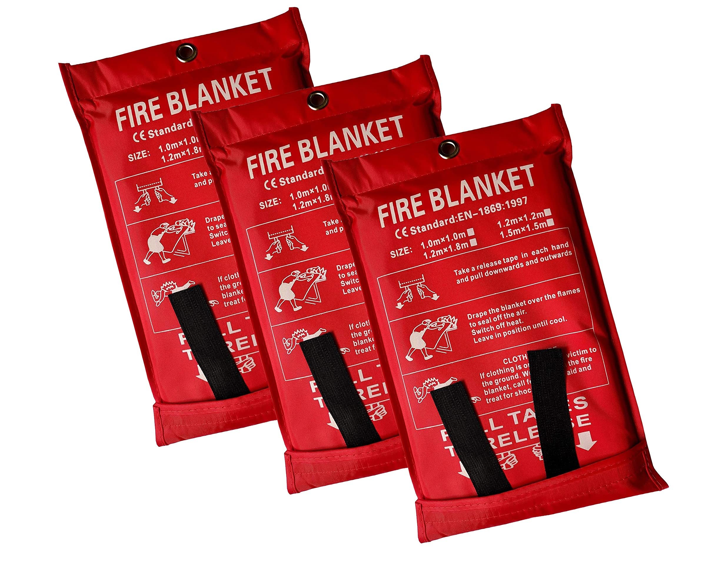 Lonnsaffe 1.2 * 1.2m Fiberglass Emergency Fire Blanket Survival Blanket Shelter Safety Cover (White(1.2 * 1.2m)-3PACK)