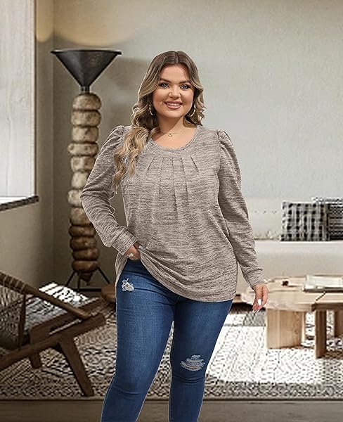 OFEEFAN PULLOVER SWEATERS FOR WOMEN 2023 WOMENS WINTER TOPS LONG SLEEVE KHAKI L