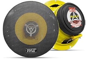 Pyle Car Two Way Speaker System - Pro 6.5 Inch 240 Watt 4 Ohm Mid Tweeter-Audio Sound Speakers For Car Stereo w/ 30 Oz Magnet Structure, 2.25” Mount Depth Fits Standard OEM -PLG6.2 (Pair) Yellow