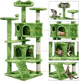 Yaheetech 138.5cm Cat Tree Tower with Condos & Ladder Green view 4