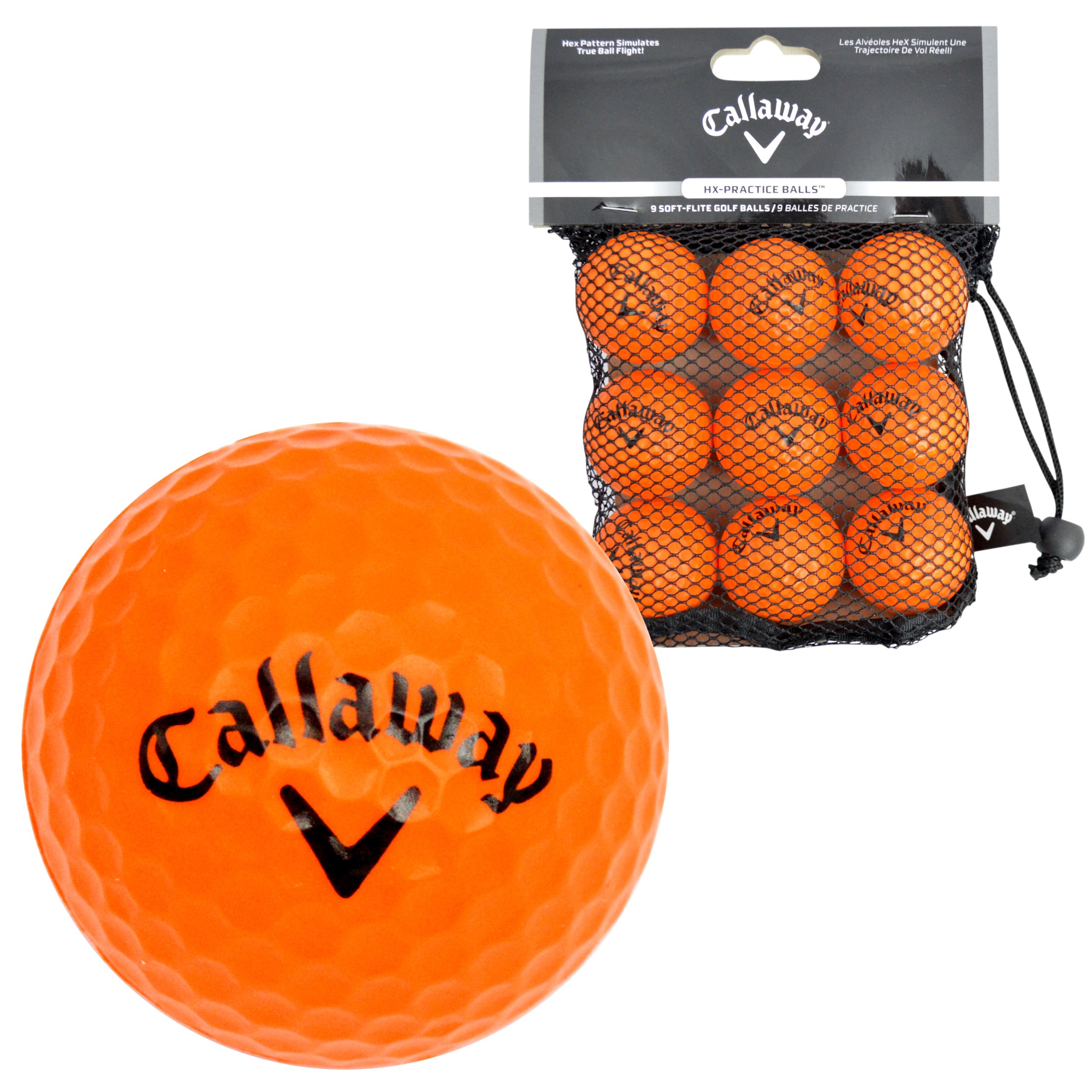 Callaway Orange Soft Flight HX Practice Balls (Pack of 9) - Black