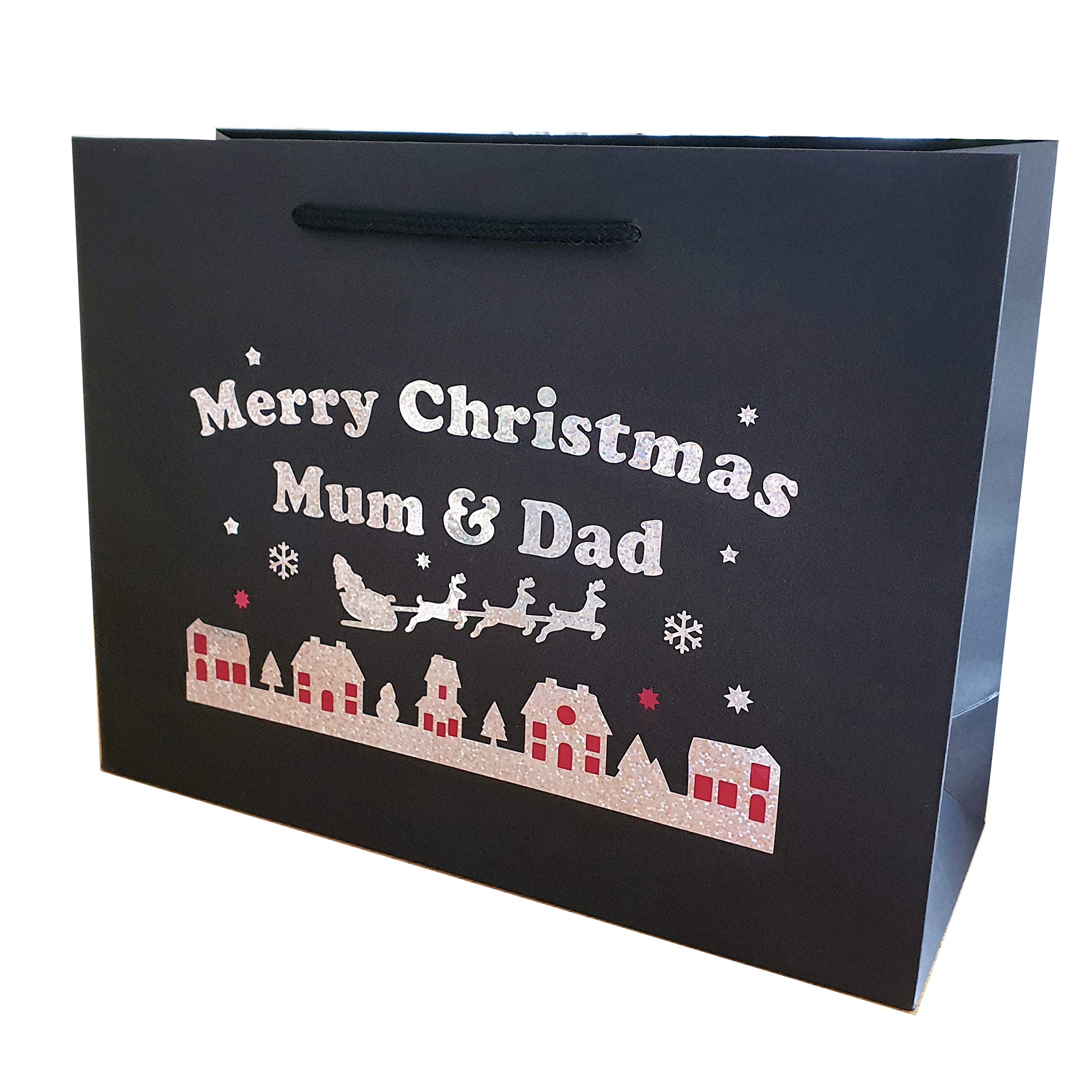 Large Mum and Dad Christmas Holographic Gift Bags Wrap
