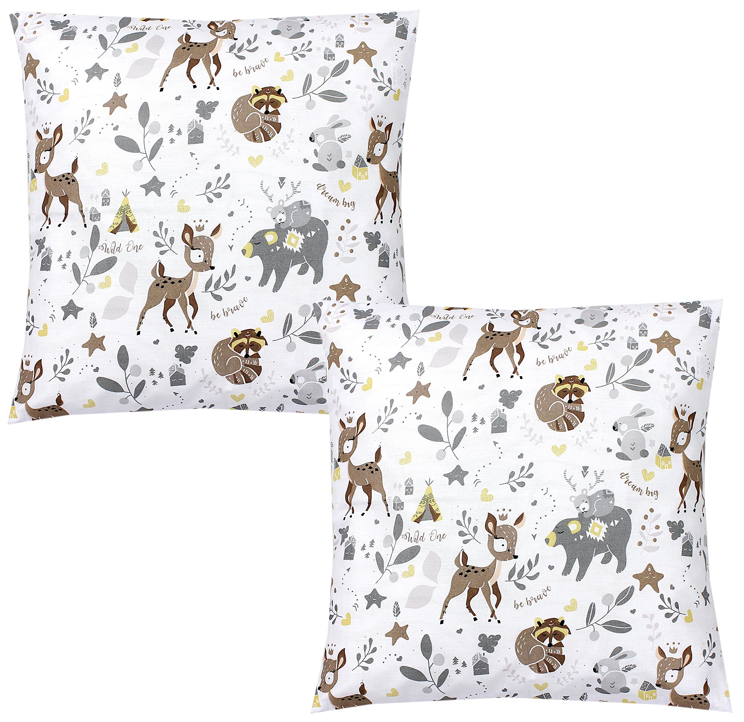 TupTam Children's Cushion Cover Decorative Patterned with Hotel Fastener Set of 2, Wild Animals, 40 x 40 cm