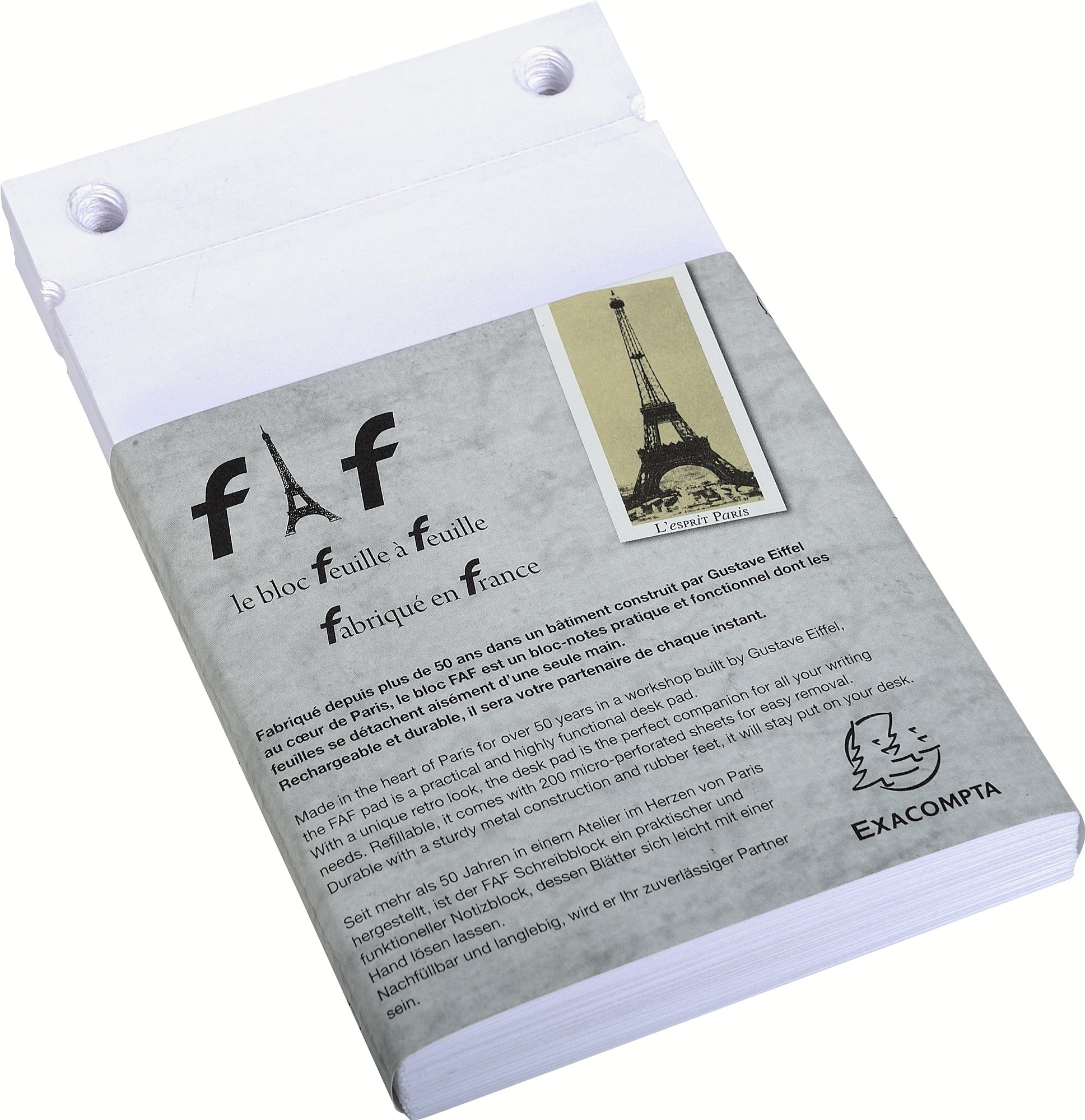 Exacompta - Ref. 12213E - 1 plain refill format N°3 - format 185 x 115 mm - 170 white and microperforated sheets for the header - FAF 18.5/11.5