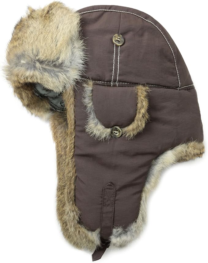 Mad Bomber Chocolate Brown Supplex Pilot Aviator Hat Faux