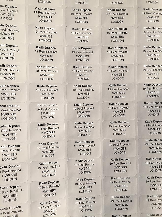 260 Personalized White, Gold or Silver Printed Sticky Address Labels