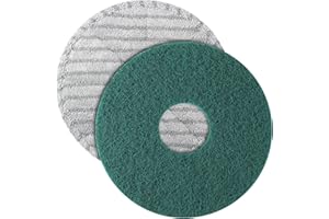 BHJZYDXR 2 Pack 12" Floor Machine Pads（Stripper & Bonnet）for Oreck Commercial ORB550MC Orbiter Scrubber Machine, BGEM9000 Microfiber Carpet Bonnet, Floor Buffer Pad.