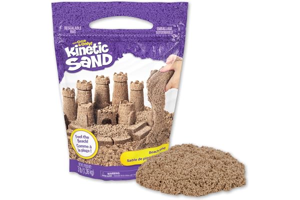 Kinetic Sand, 3lbs Beach Play Sand, Moldable Sensory Toys for Kids, Resealable Bag (Packaging May Vary), for Ages 3 and up