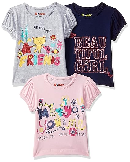 Baby-Girls Regular fit T-Shirt (Pack of 3)