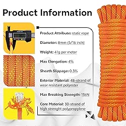 WiseRoot 8mm Climbing Rope for Adults: Outdoor