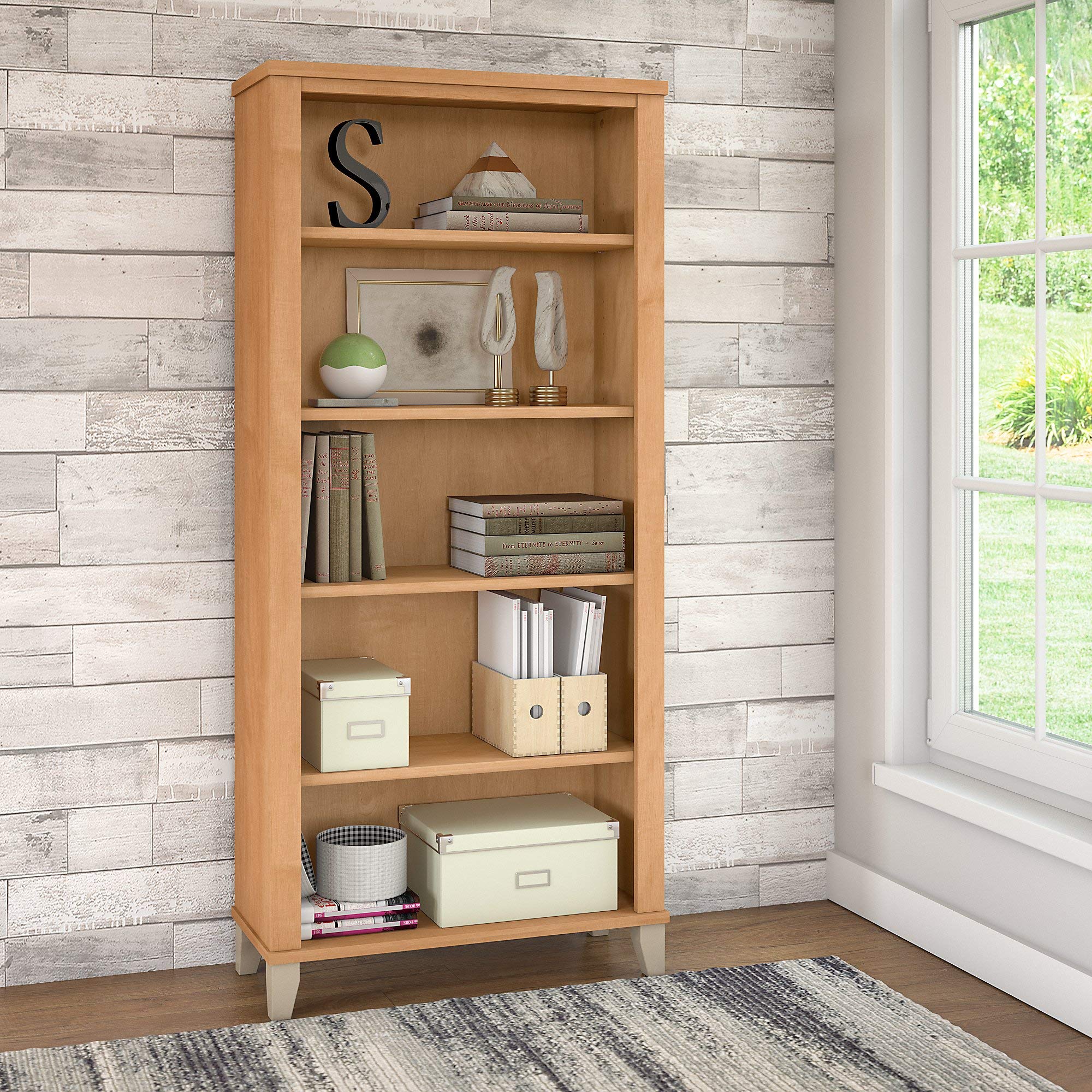 Bush Furniture Somerset 5 Shelf Bookcase in Maple Cross
