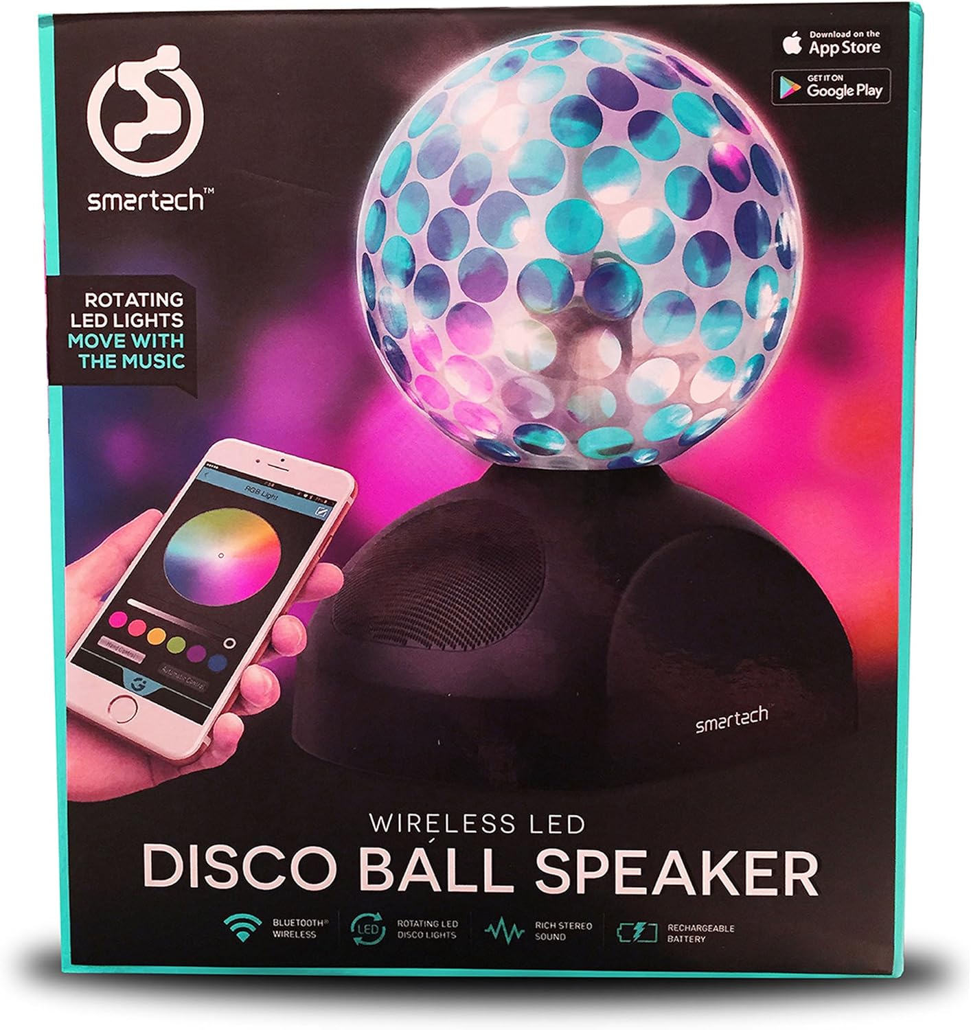smartech wireless led disco ball speaker