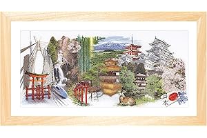 THEA GOUVERNEUR SINCE 1959 Thea Gouverneur - Counted Cross Stitch Kit - Japan - Aida - 18 Count - Embroidery Kit for Adults - DMC Embroidery Threads and Other Cross Stitch Supplies Included - 548A