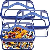 3 Packs Clear Toy Storage Bags- 9.4 x 6.7 x 4.3 Inch Transparent PVC Toy Organizing Bags with Zipper- Waterproof Toy Storage Organizer Pouch for Building Blocks, Small Toys (Blue)