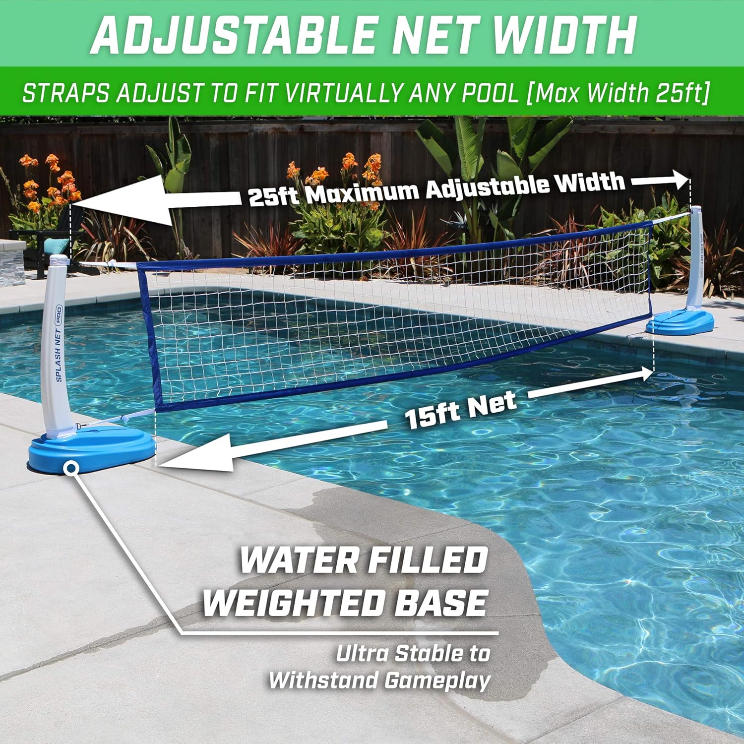 GoSports Splash Net PRO Pool Volleyball Net Includes 2 Water Volleyballs and Pump, Blue : Sports & Outdoors