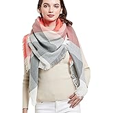 Wander Agio Womens Warm Blanket Scarf Square Winter Shawls Large Infinity Scarves Stripe Plaid Scarf