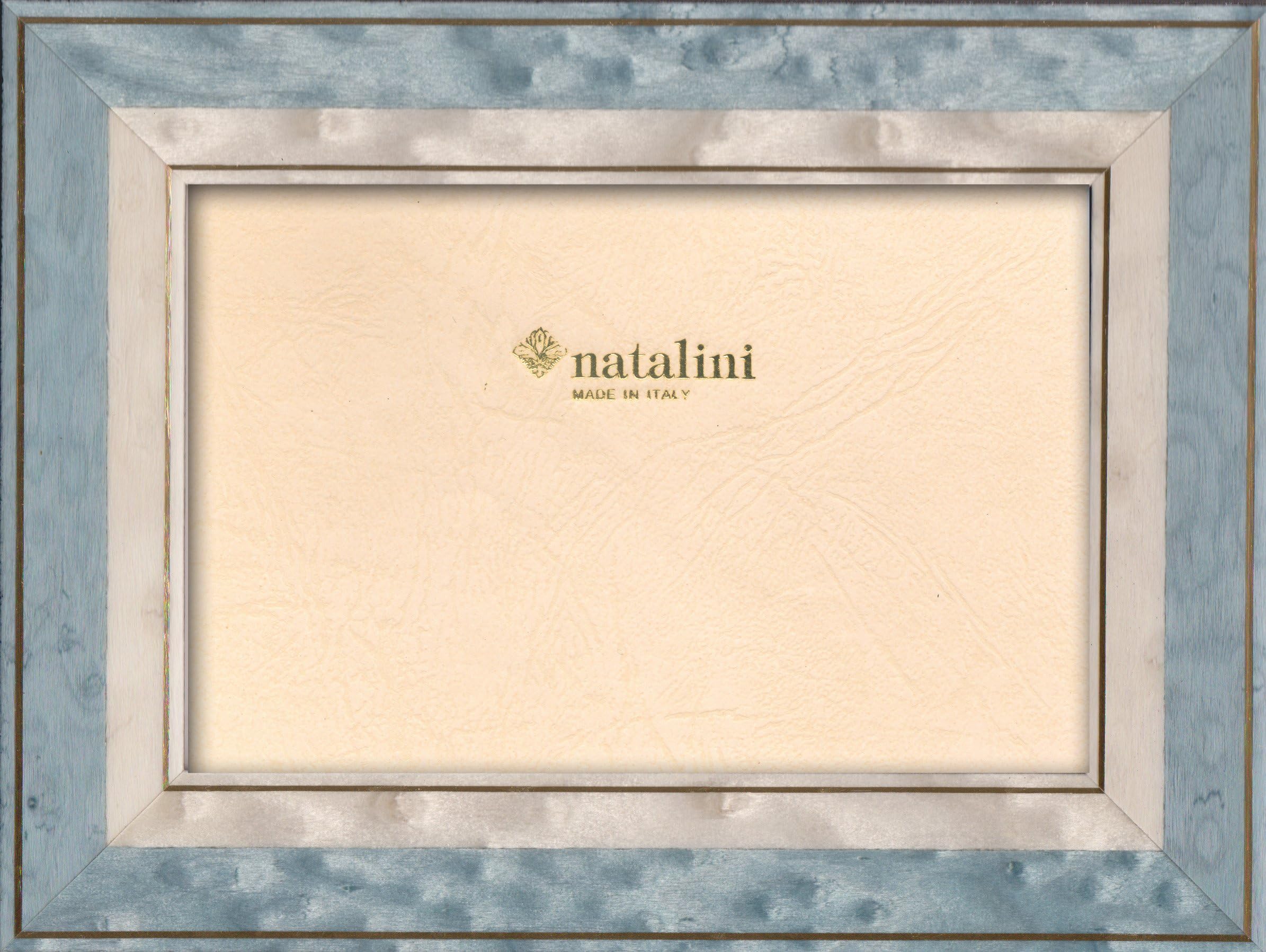 Natalini Marquetry Photo Frame Made in Italy, Tulipwood, Light Blue, 5"X 7"