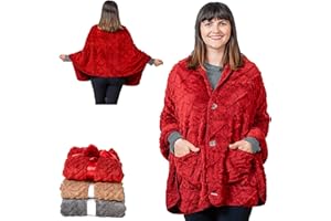 EzrAllora Boho Chic Wearable Blanket -No Sleeves- Lightweight Wrap Shawl - Lap Blanket - Gifts for Grandma - Christmas Gifts (Jacquard - Burgundy)