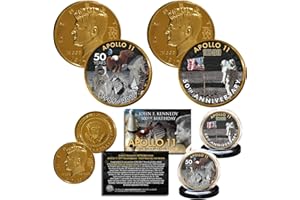 MERRICK MINT Apollo 11 50th Anniversary 1st Man on Moon JFK 100 Bday 24K Gold Clad 2-Coin Set