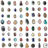 Carats Chunky Silver Rings Pack for Women - 10 Pcs - Stackable Fashion Ring Set, Silver Plated Statement Knuckle Handmade Gemstone Gothic Vintage Rings for Women