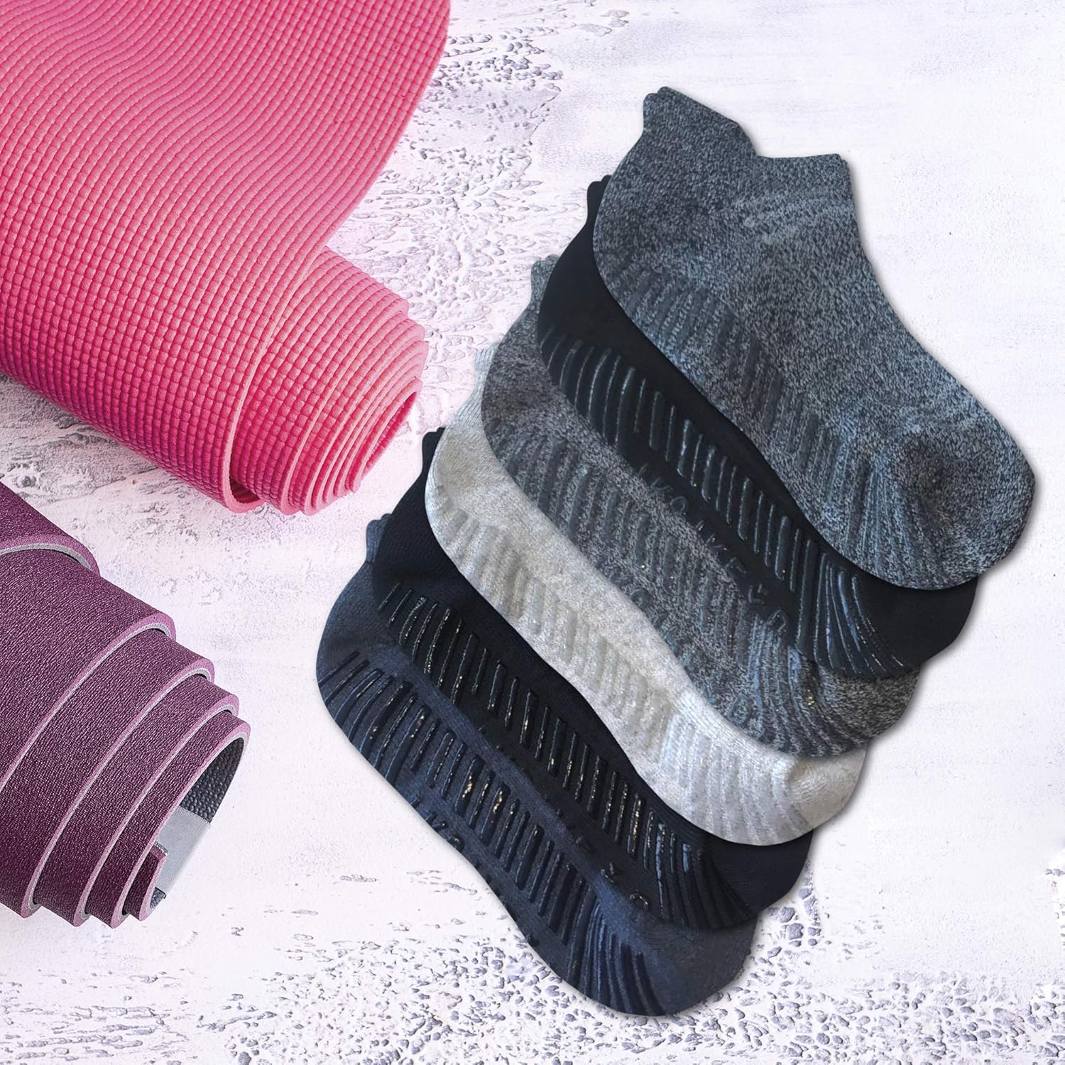 TruTread Non Slip Grip Yoga Socks for Women & Men - Non Skid Hospital, Yoga, Barre, Pilates, 6 Pairs: Clothing