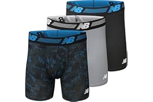 New Balance Men's Performance Boxer Briefs with Fly, Breathable Stretch Underwear, Moisture Wicking, Soft Waistband (3 Pack)