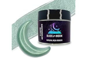 Slice of the Moon | Sea Green Natural Mineral Mica Powder, 0.88oz (25g) | for Personal or Professional Use - Cosmetics, Epoxy Resin Projects, Nail Polish, Soaps, Bath Bombs, and Art Projects