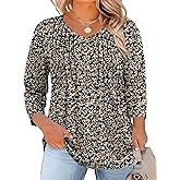Romanstii Plus Size Tops for Women Womens 2026 Spring 3/4 Sleeve Blouses Dressy Casual V-Neck T-Shirts Pleated Tunic XL-5XL