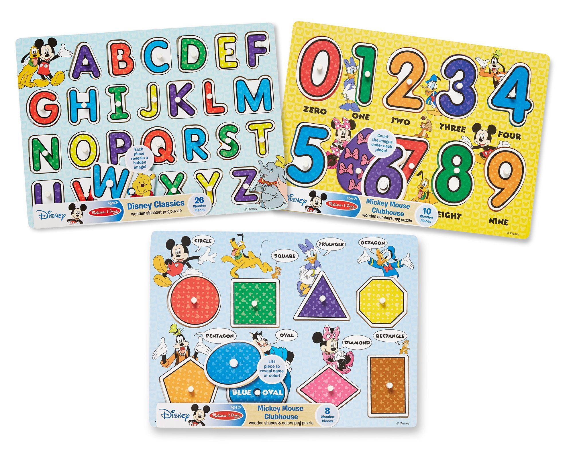 Disney 3 Puzzle Set Wood Educational Toy Kids for Olds Boys Girls