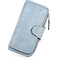 UTO Wallet Women Vegan Leather Wristlet Snap Long Purse Credit Card Holder Elegant Clutch