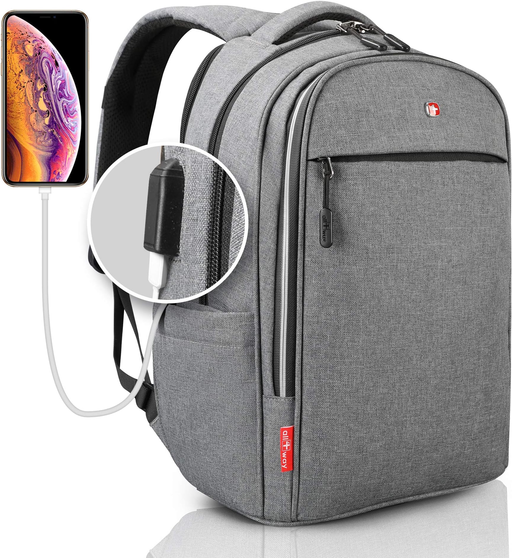 Business Laptop Backpack Swiss Design USB quick charge for Men Women Raincover