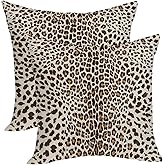 OFIRD Leopard Pillow Covers 18x18 Inches Pack of 2,Cheetah Print Brown Throw Pillow Covers Animal Skin Modern Pillowcase Decoration Farmhouse Decorative Linen Cushion Cover Decor for Home Couch Sofa