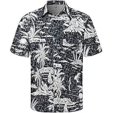 Hardaddy Men's Hawaiian Shirt Short Sleeves Coconut Printed Button Down Summer Beach Casual Shirts