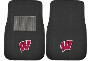 B015ZO2RJM FANMATS 17597 Wisconsin 2-Piece Embroidered Car Mat